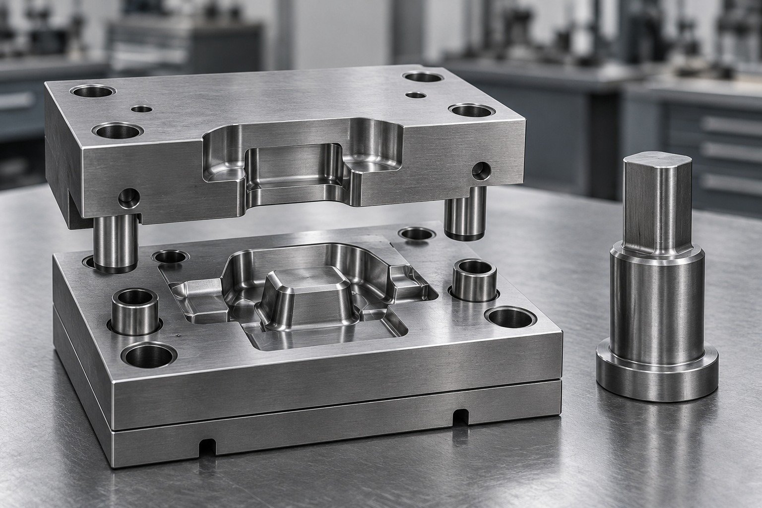 Illustrative tool steel die and punch assembly concept