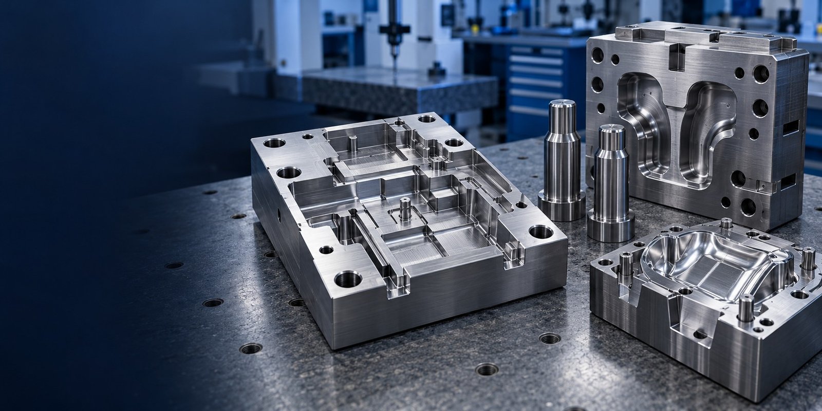 Tool steel die inserts, shoulder punches and mold core component concepts — illustrative component concept
