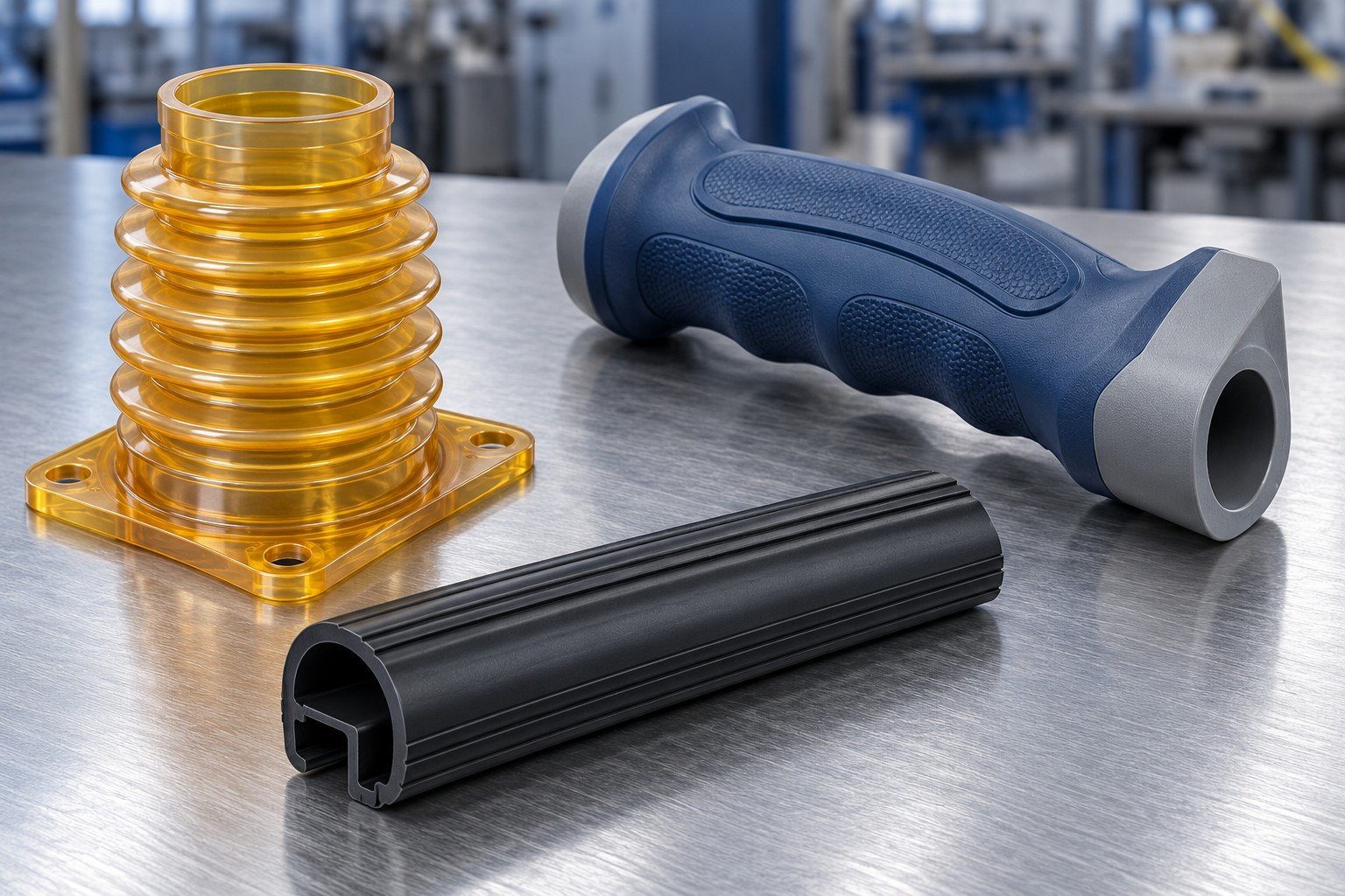 TPU boot, TPE grip and hollow seal concepts — illustrative generated concept