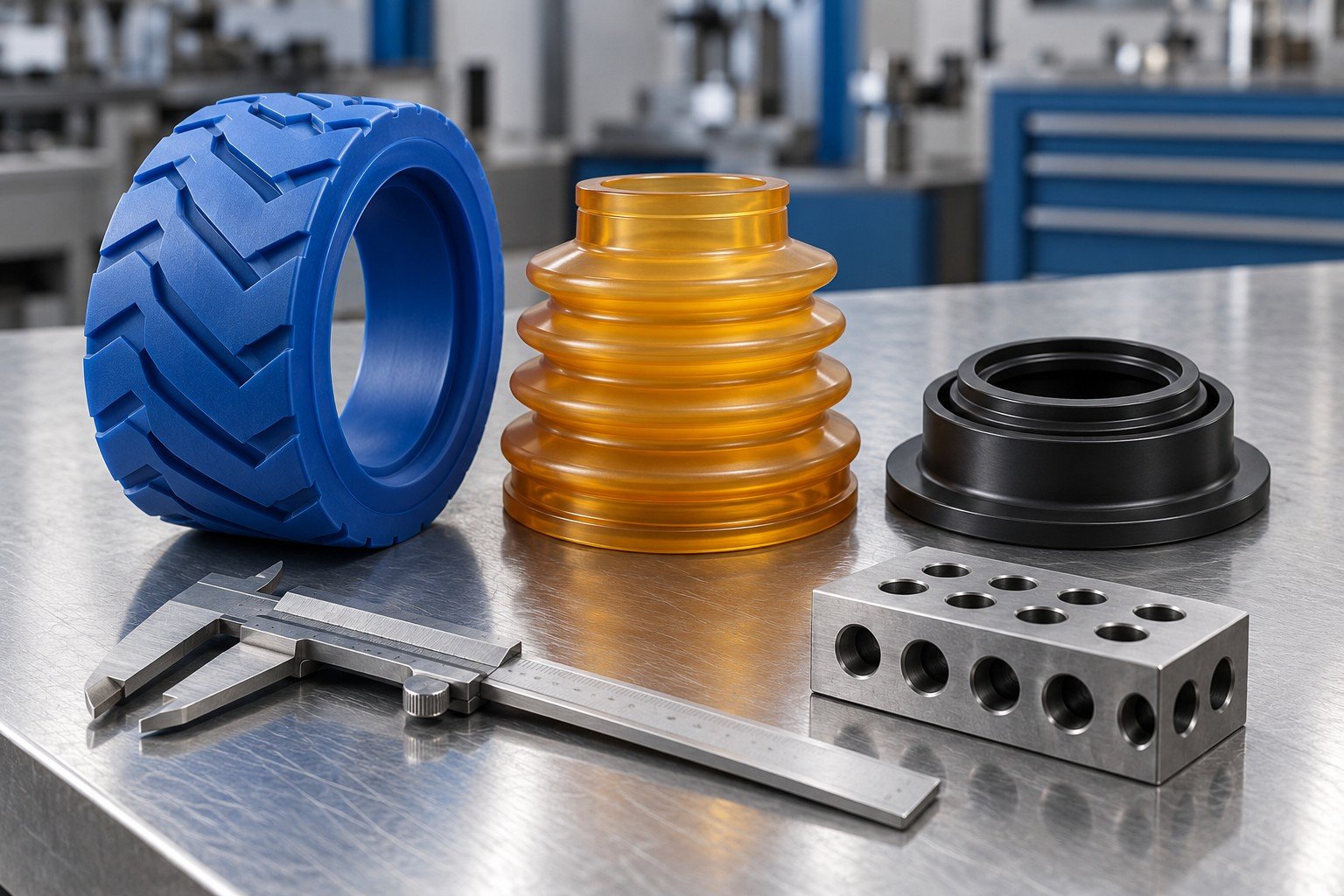 TPU / TPE seal and boot concepts for receiving inspection — illustrative generated concept