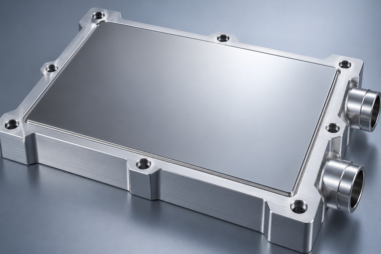 Illustrative final contact face on a vacuum brazed cold plate concept, not documentary company or customer photography