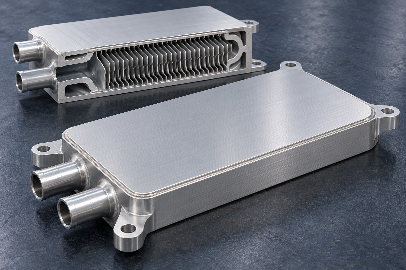 Illustrative vacuum brazed cold plates assembly concept, not a customer part