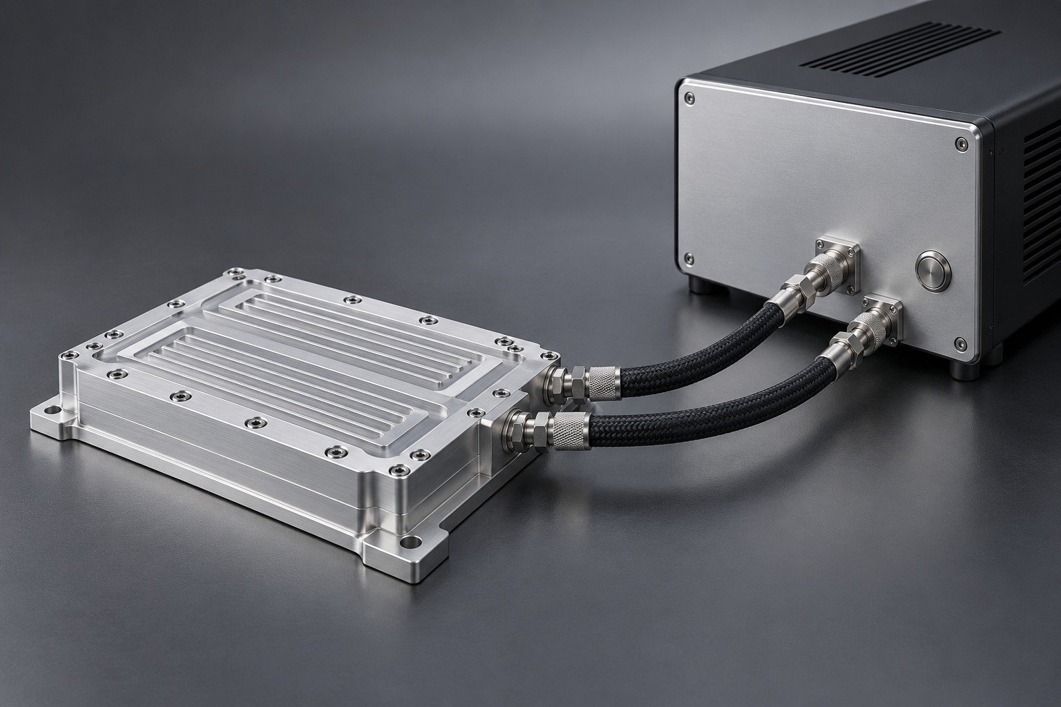Illustrative leak method review for a vacuum brazed cold plate concept, not documentary company or customer photography