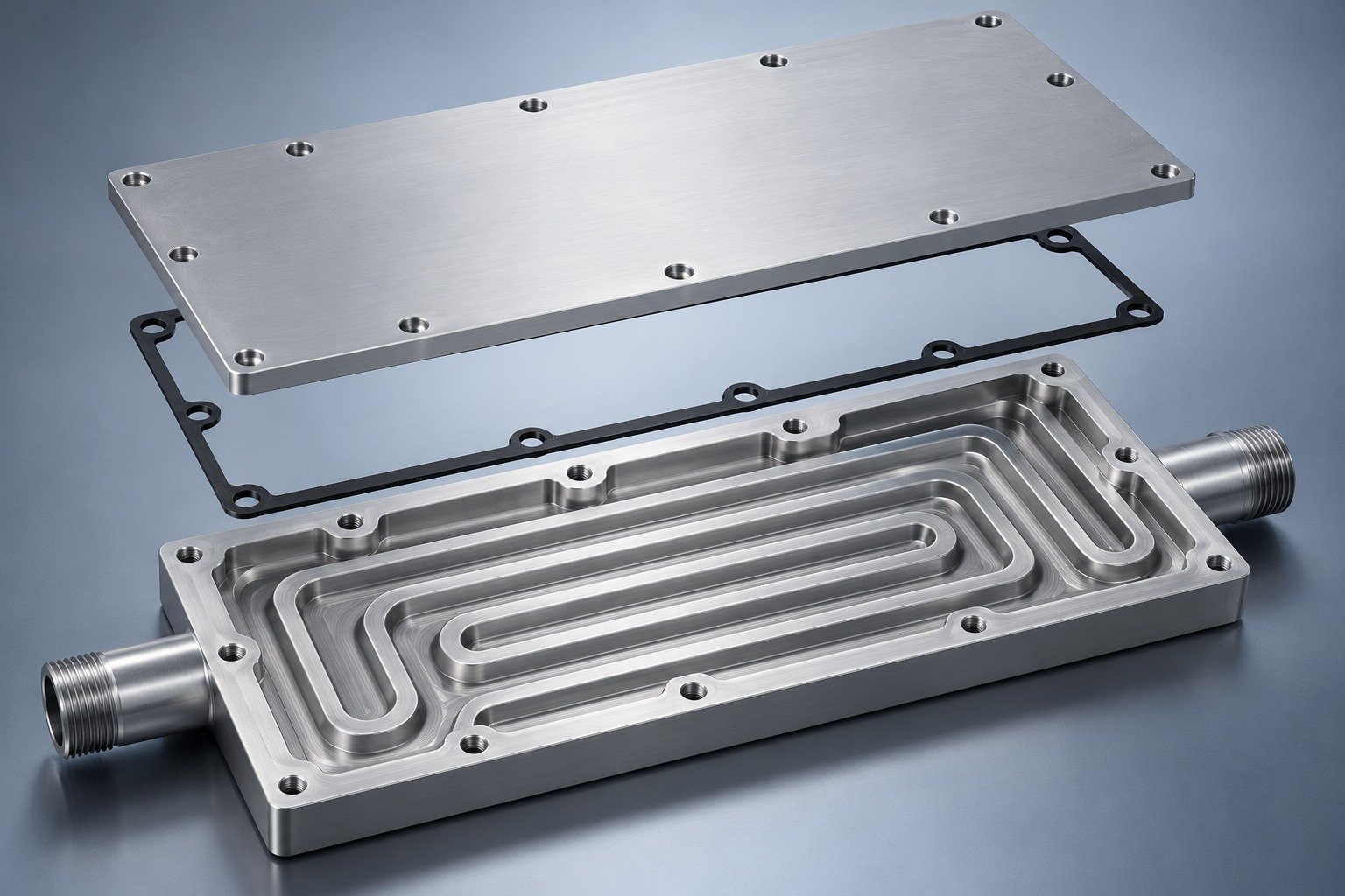 Illustrative machined channels + sealed cover concept, not documentary company or customer photography