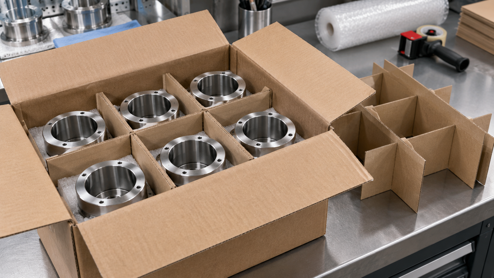 Illustrative packaging planning for custom manufactured parts