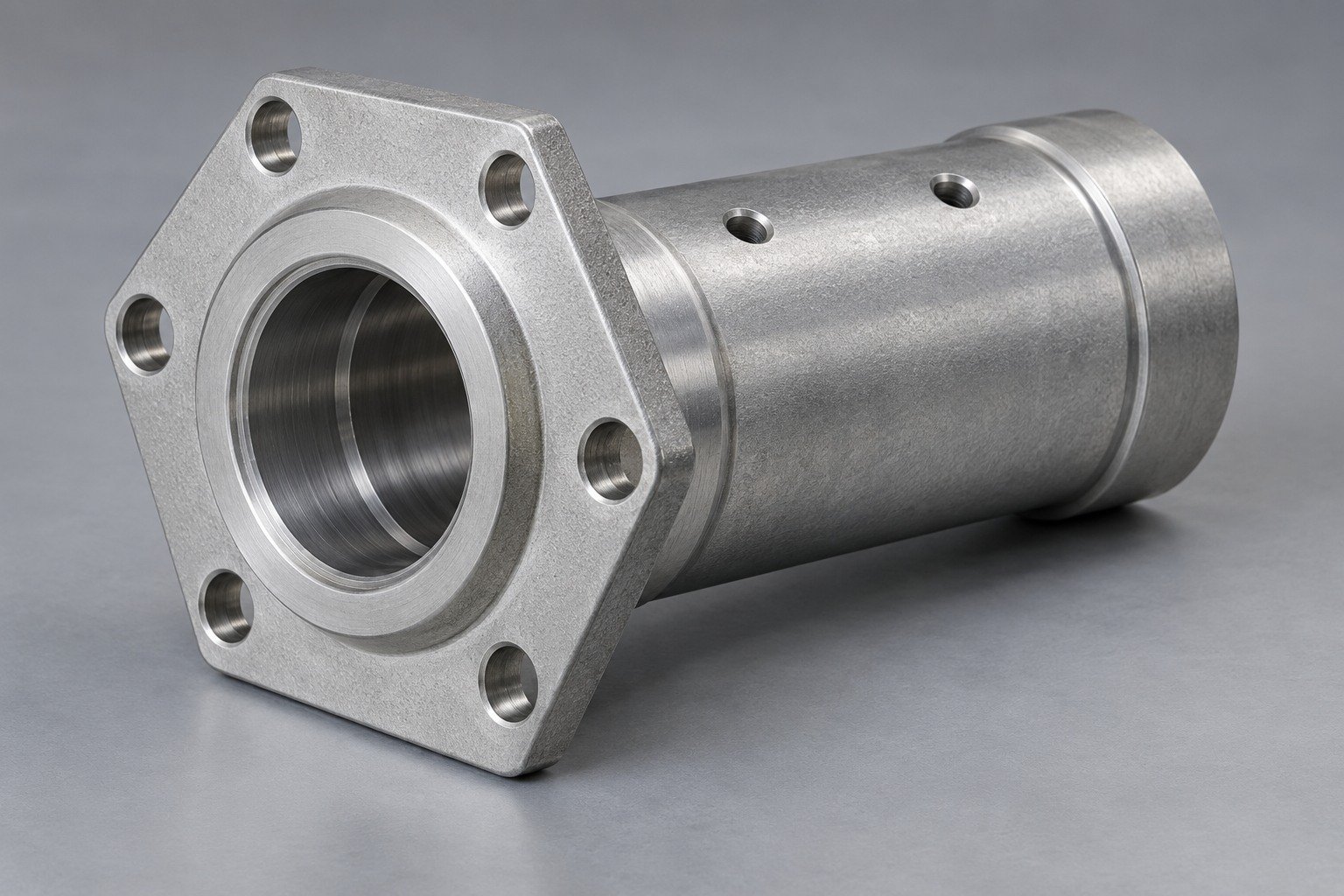 ZA-12 as machined hexagonal flange sleeve concept — illustrative generated component concept