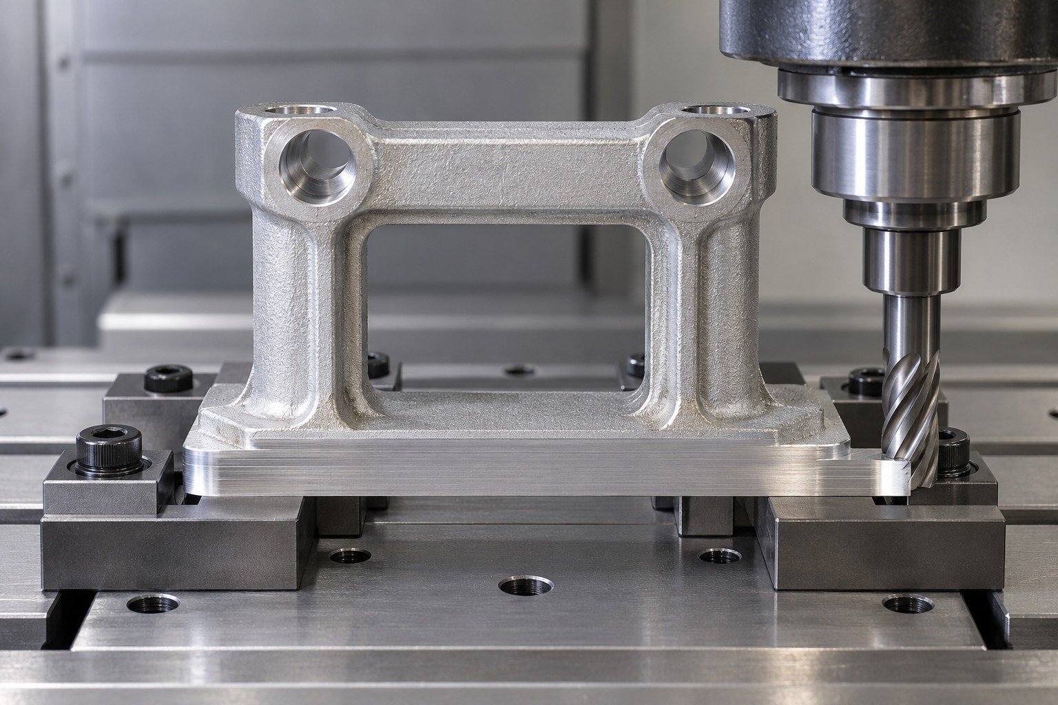 ZA-12 bridge frame foot datum milling concept — illustrative generated component concept