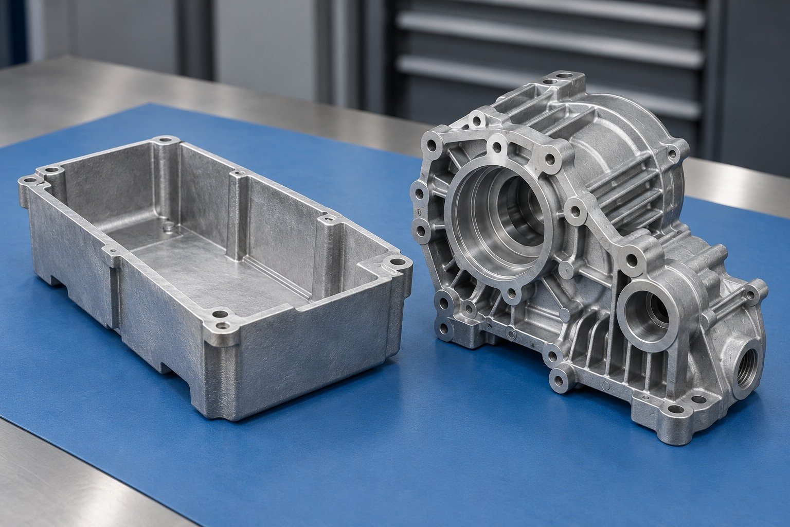 ZA-12 raw and finished rectangular casting concept — illustrative generated component concept