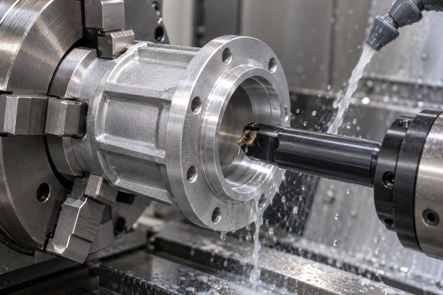 ZA-27 round flange sleeve bore machining concept — illustrative generated component concept