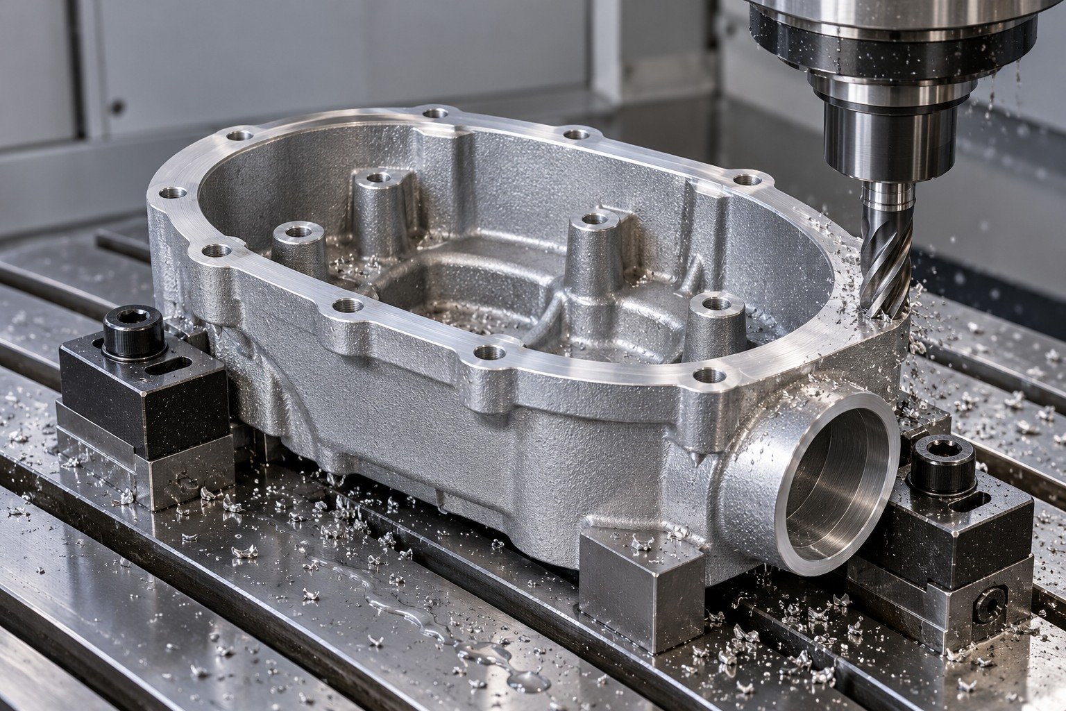 ZA-8 oval gearcase housing machining concept — illustrative generated component concept