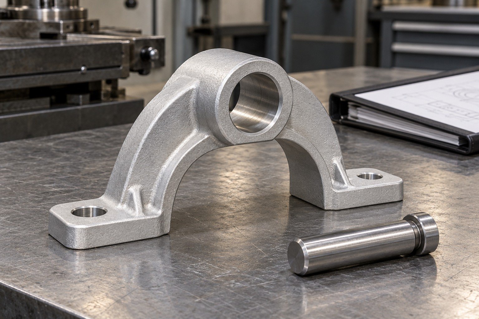 Zamak 5 arched link support riskthermal concept — illustrative generated component concept