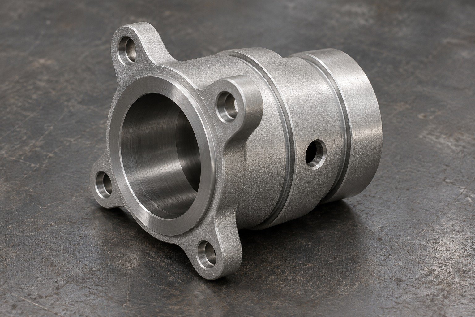 Illustrative Zamak 5 four-lug bearing sleeve