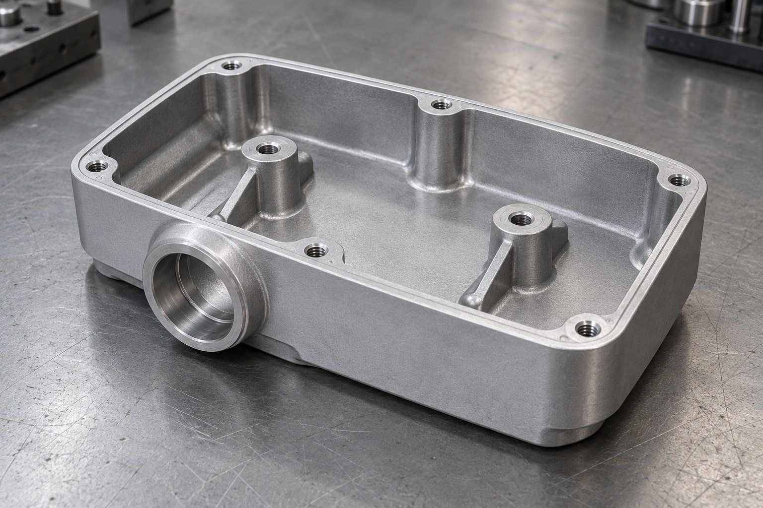 Zamak 5 rounded drive case part concept — illustrative generated component concept