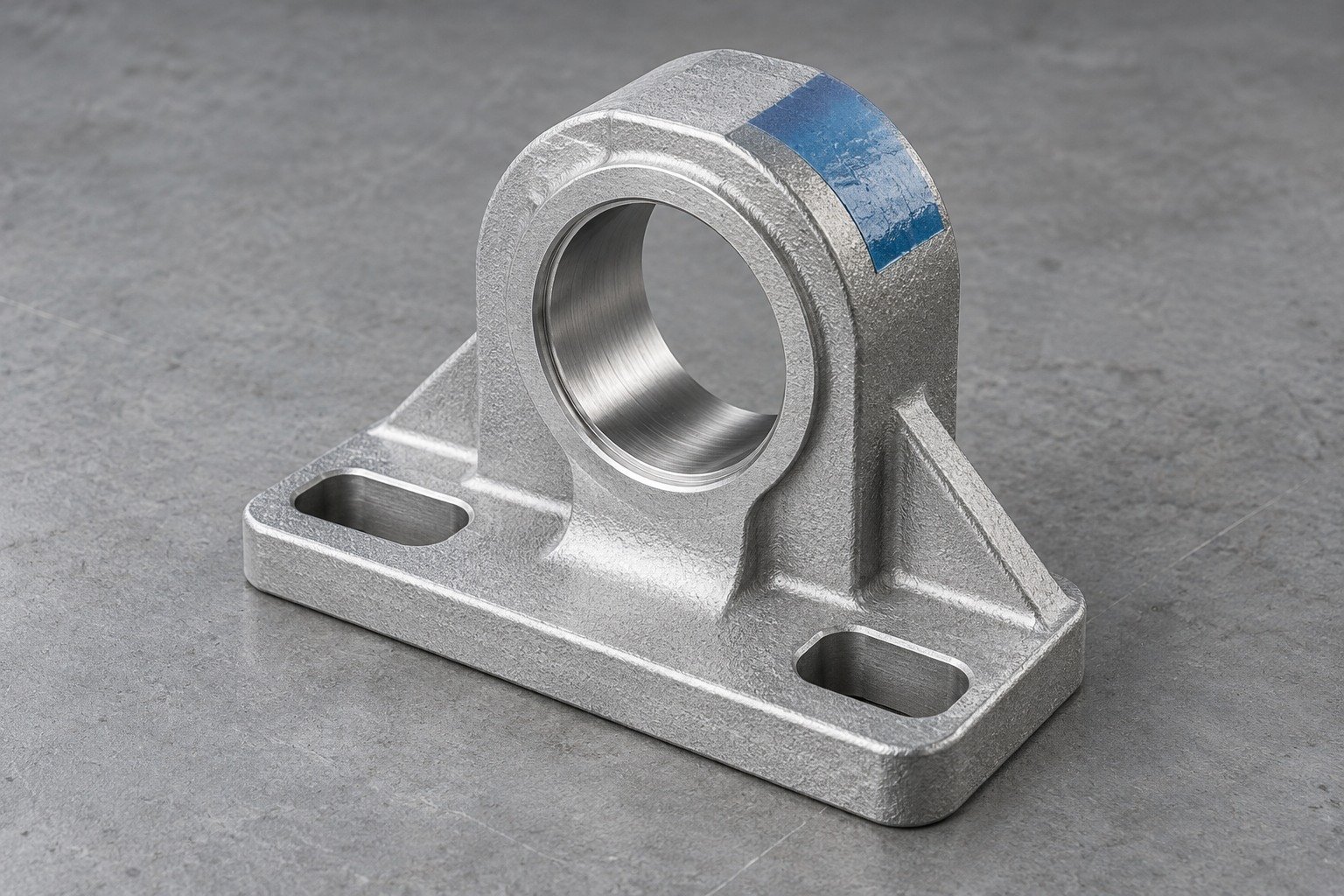 Zinc-alloy bearing mount bracket finish review concept — illustrative generated component concept