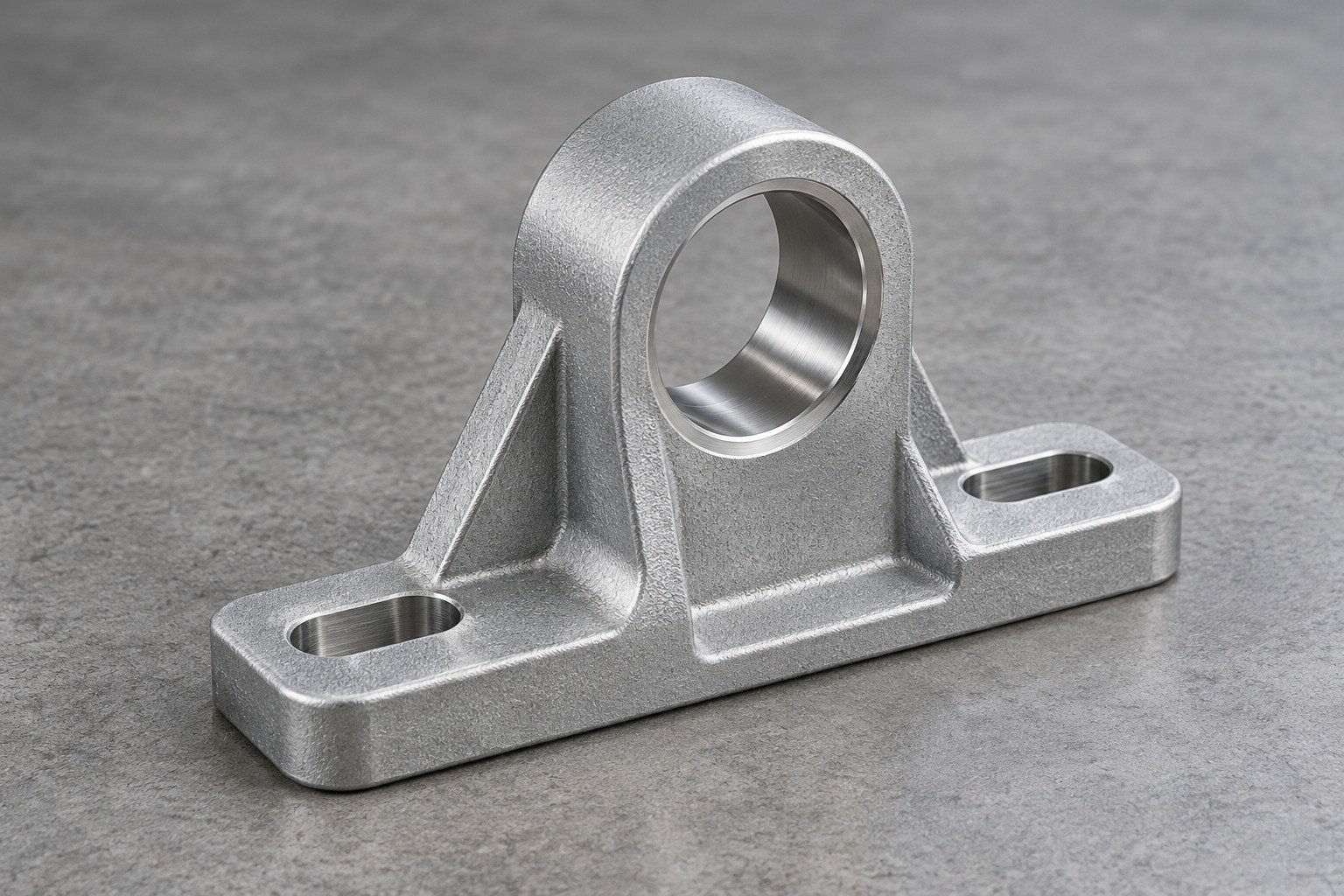 Zinc-alloy bearing mount bracket part review concept — illustrative generated component concept