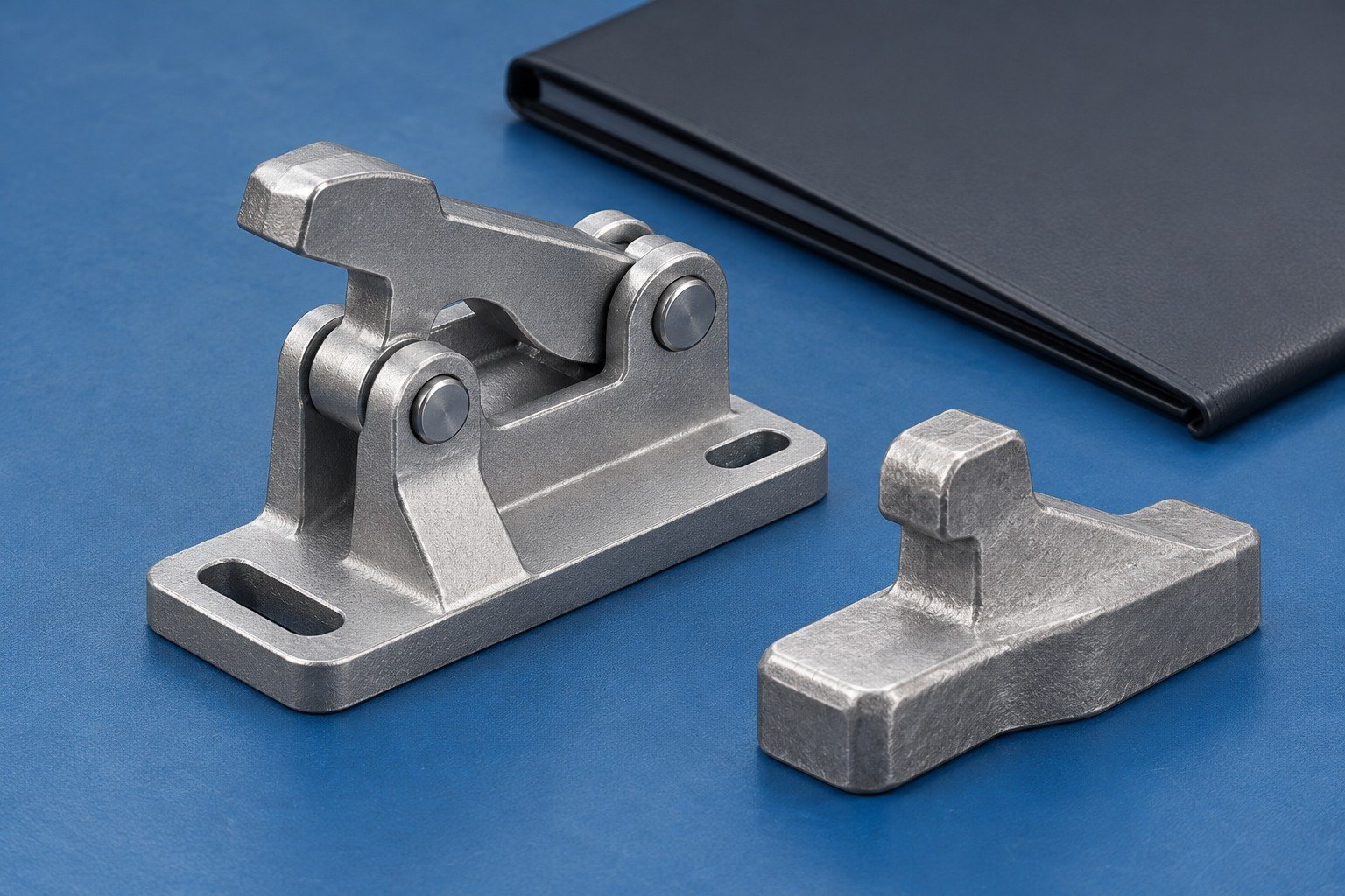 Zinc-alloy hinged latch chassis eu review concept — illustrative generated component concept