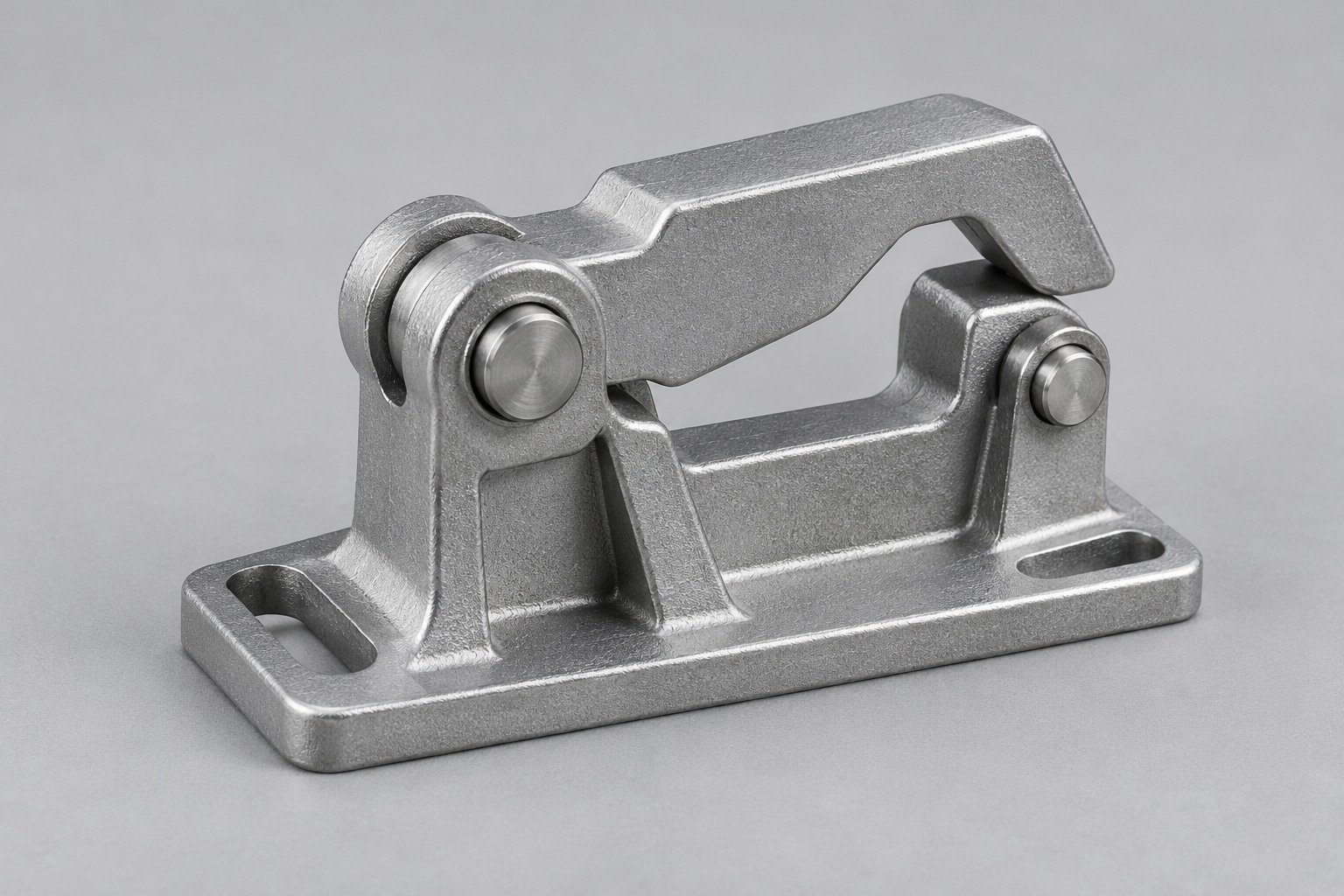 Zinc-alloy hinged latch chassis selection concept — illustrative generated component concept