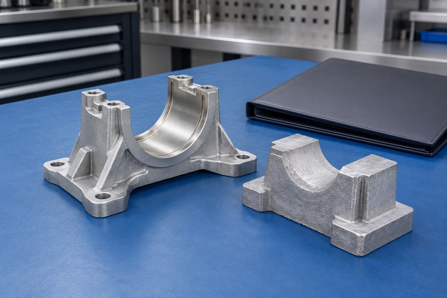 Zinc-alloy split pump support block eu review concept — illustrative generated component concept