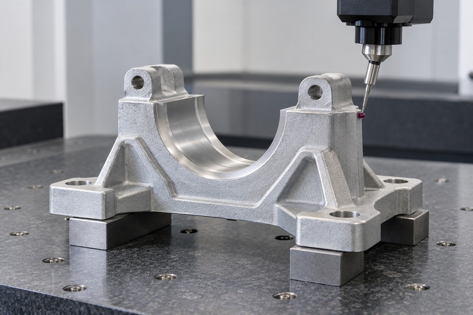 Zinc-alloy split pump support block records review concept — illustrative generated component concept