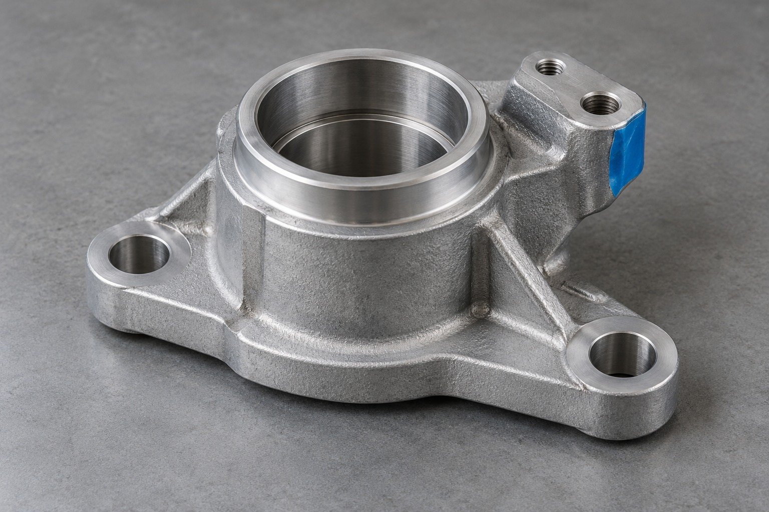 Zinc-alloy stepped bearing carrier finish review concept — illustrative generated component concept